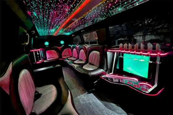 modern seating in a limo