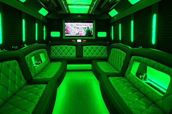 ample party bus seating