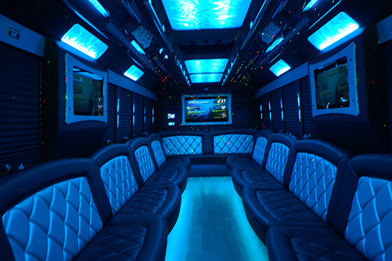 stunning party bus seating