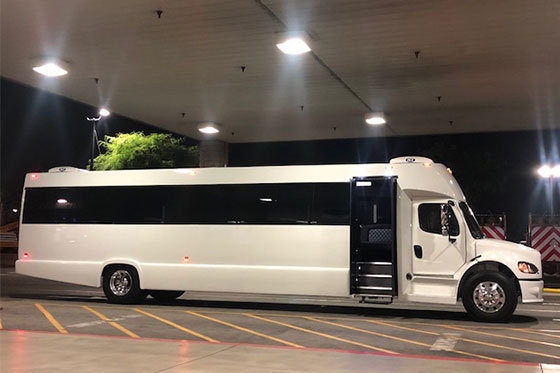 white party bus exterior