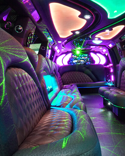 leather seating in a stretch limousine